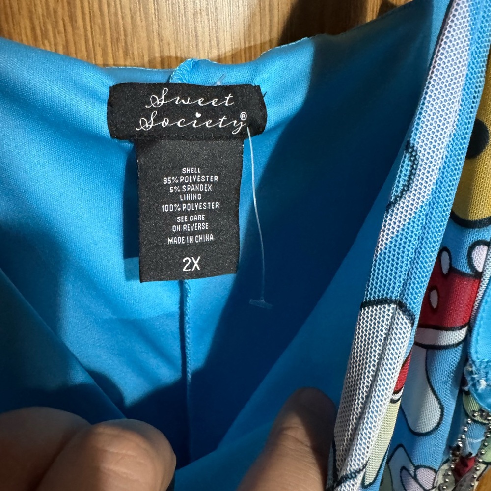 Blue Cartoon Print‎ Maxi Dress Size 2X NEW - Picture 2 of 3